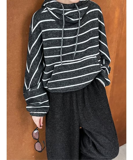 relaxed strip hoodie / 2color　hm2060