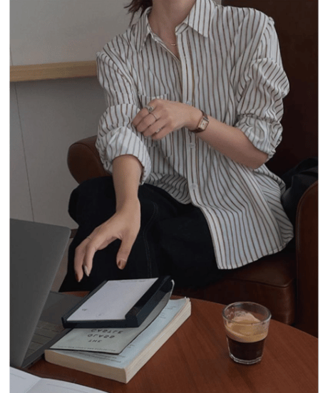 relaxed stripe shirt  　hm2601