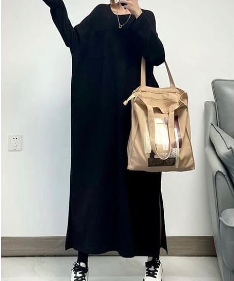 side slit long dress / 3color　hm1706