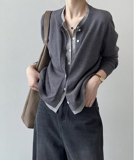 layered knit cardigan / 3color　hm1710
