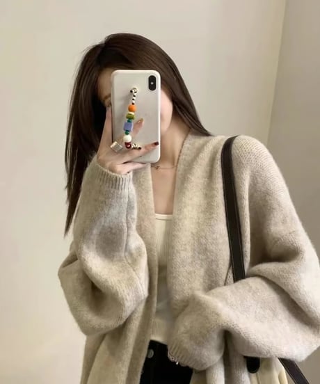 long knit cardigan / 5color　hm2676