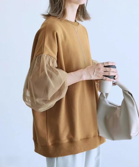 sheer sleeve sweatshirt / 5color　hm2576