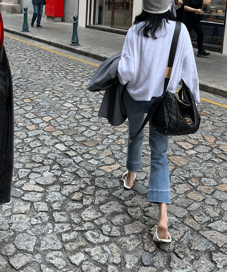 semi-flared denim pants / 2color　hm1300