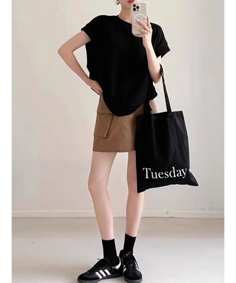 wide shoulder t-shirt / 5color　hm1348