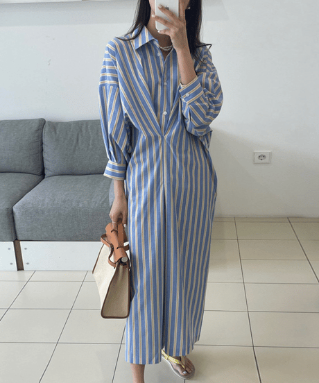 stripe shirt dress / 2color　hm2826