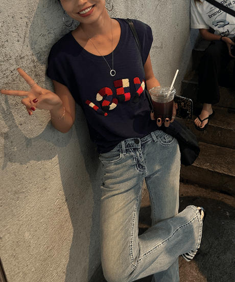 logo message t-shirt / 2color　hm2424