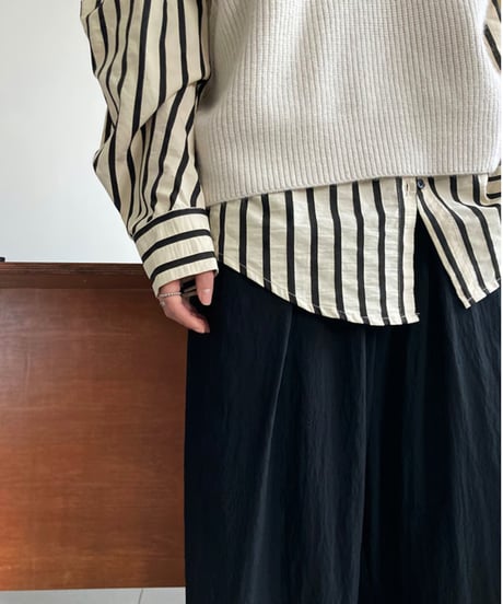 no-collar striped shirt / 2color　hm1678