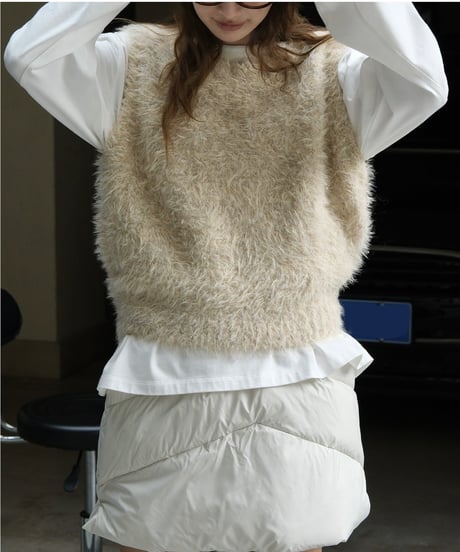 fluffy wool vest / 2color　hm1707