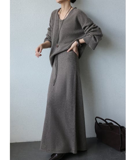 knit top & skirt setup / 2color　hm1845