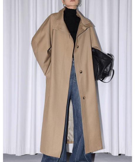 stand collar long coat　hm1843