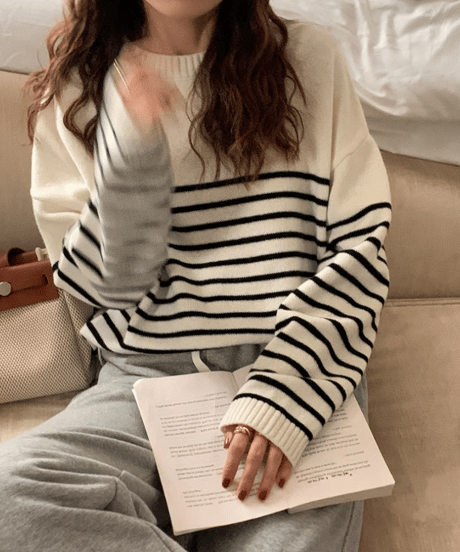 stripe knit top　hm2554