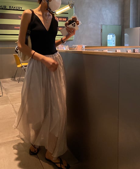 sheer pleated skirt / 2color　hm1359