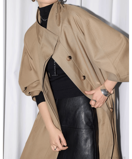 stand collar long coat　hm1843