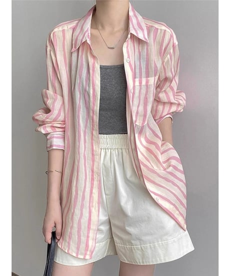 striped button shirt / 2color　hm2519