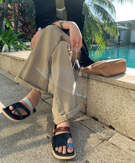 denim wide color pants / 2color　hm1335