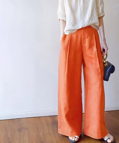《即納》wide leg tuck pants /3color　hm1526