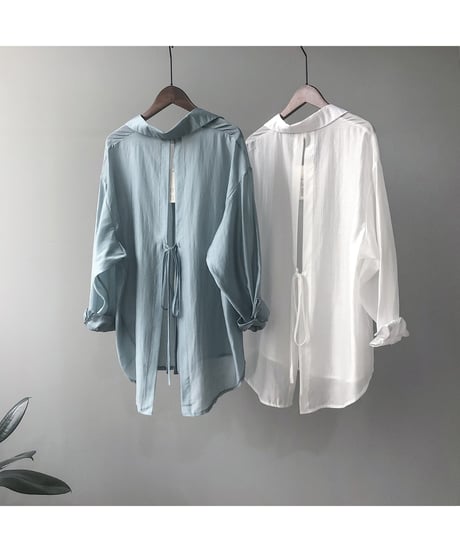 sheer open back shirt / 2color　hm1365