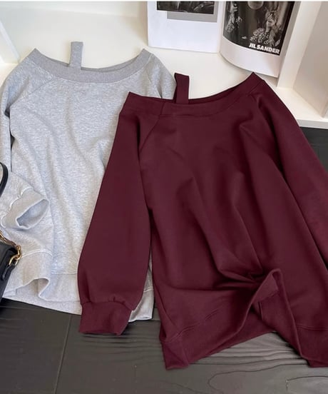 one shoulder loose top / 3color　hm1708