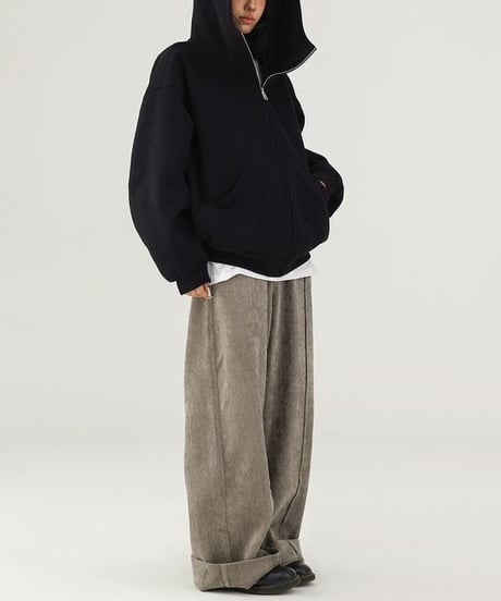 high neck zip hoodie / 2color　hm2745