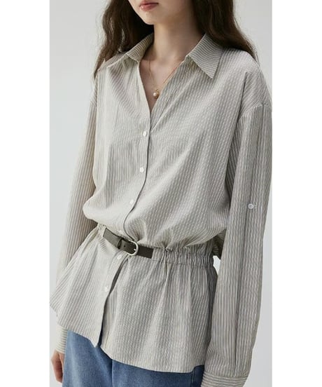 v-neck striped loose shirt　hm2499