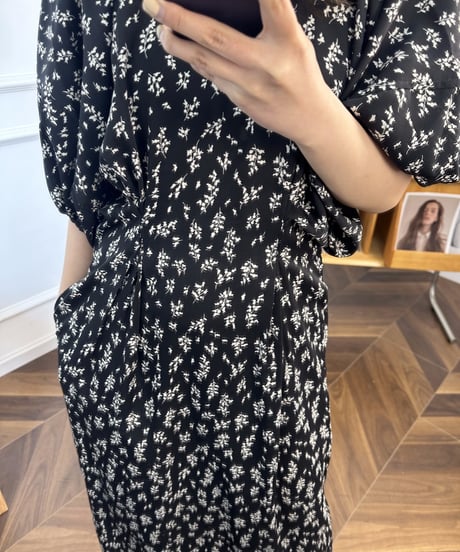 floral puff sleeve dress　hm2109