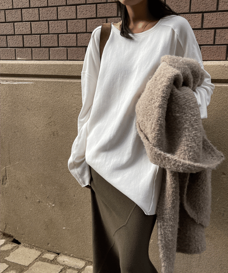 seam drop shoulder top / 2color　hm1160