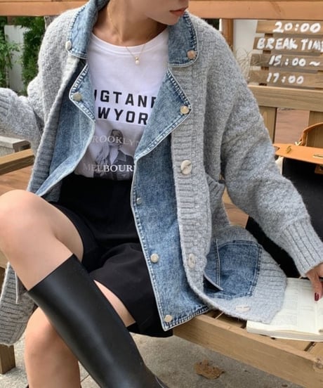 denim & knit cardigan　hm1795