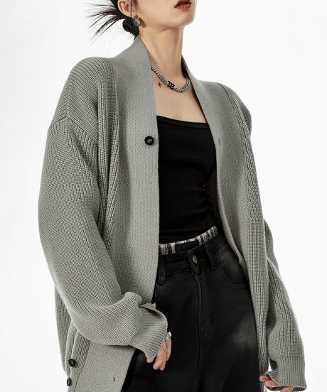 shawl collar cardigan / 3color　hm2682