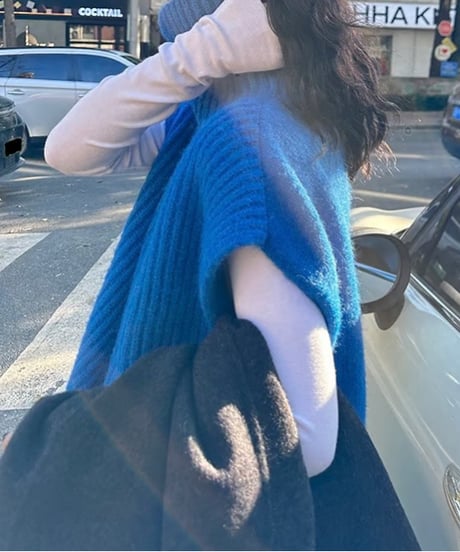 high-neck loose knit vest / 2color　hm1760