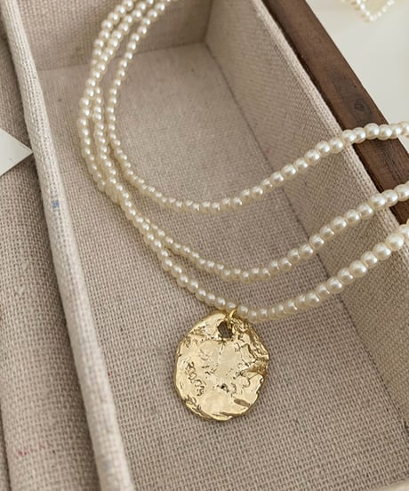triple pearl chain necklace　hm1229