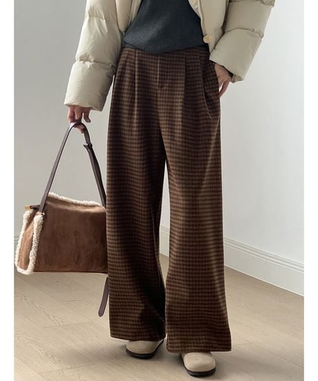 check wide pants / 2color　hm1782