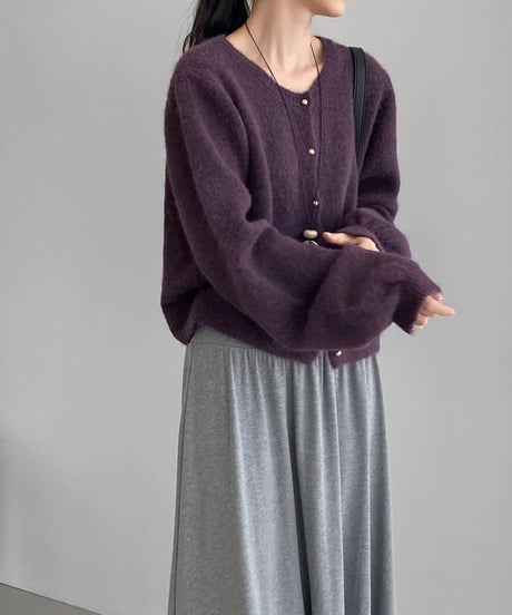 fluffy knit cardigan  / 6color　hm2630