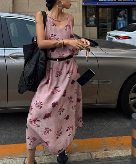 retro pomegranate print dress　hm1622