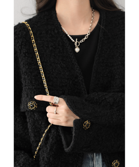 tweed trim jacket / 2color　hm2711