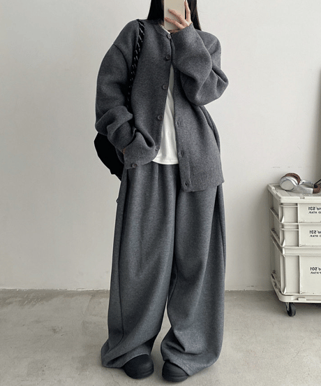 oversize crewneck cardigan / 2color　hm2714