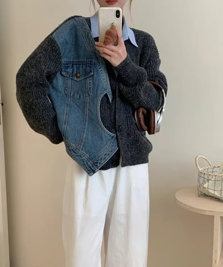denim docking cardigan / 3color　hm2761