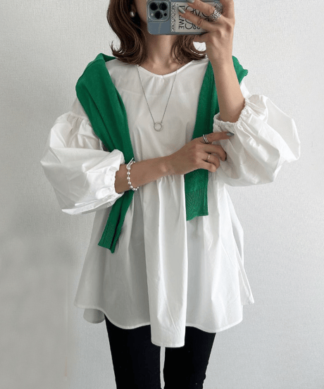 gather flare blouse / 2color　hm2579