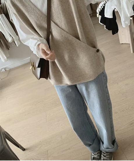 asymmetry knit vest / 4color　hm2590