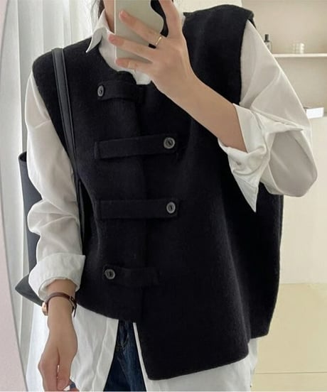 asymmetry wrap vest / 3color　hm2615