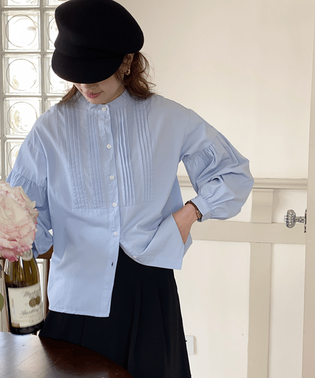 no-collar pintuck blouse / 2color　hm2838