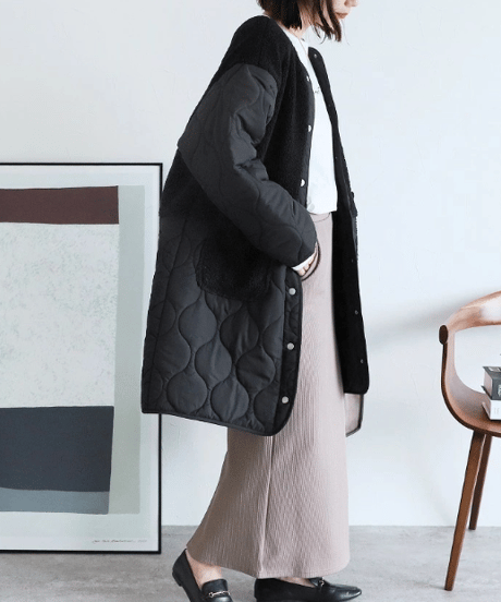 hybrid quilted coat / 3color　hm2570