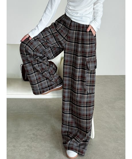 plaid wide pants / 2color　hm2768