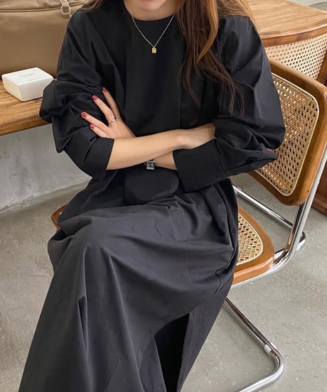 waist tuck side slit dress / 3color　hm1742