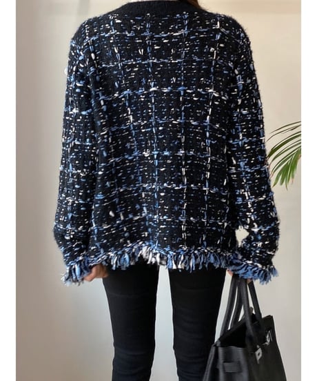 fringed tweed jacket / 2color　hm1813