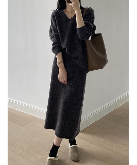 knit tops&skirt set / 4color　hm1867