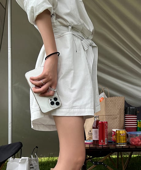 stitched shirt jumpsuit　hm1362