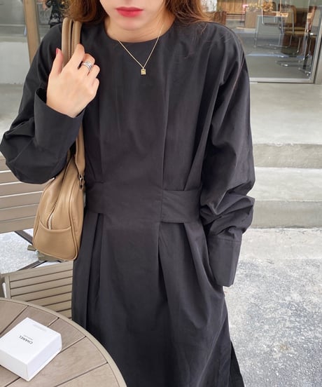 waist tuck side slit dress / 3color　hm1742