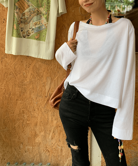 boat-neck plane top / 2color　hm1345