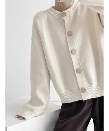 crewneck knit cardigan   / 3color　hm2603