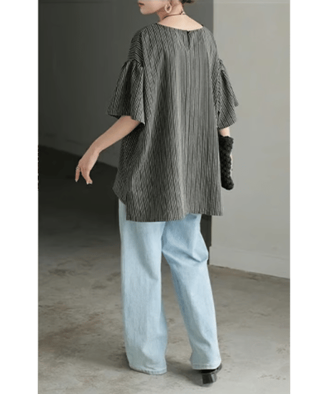 striped sleeve top / 2color　hm2949